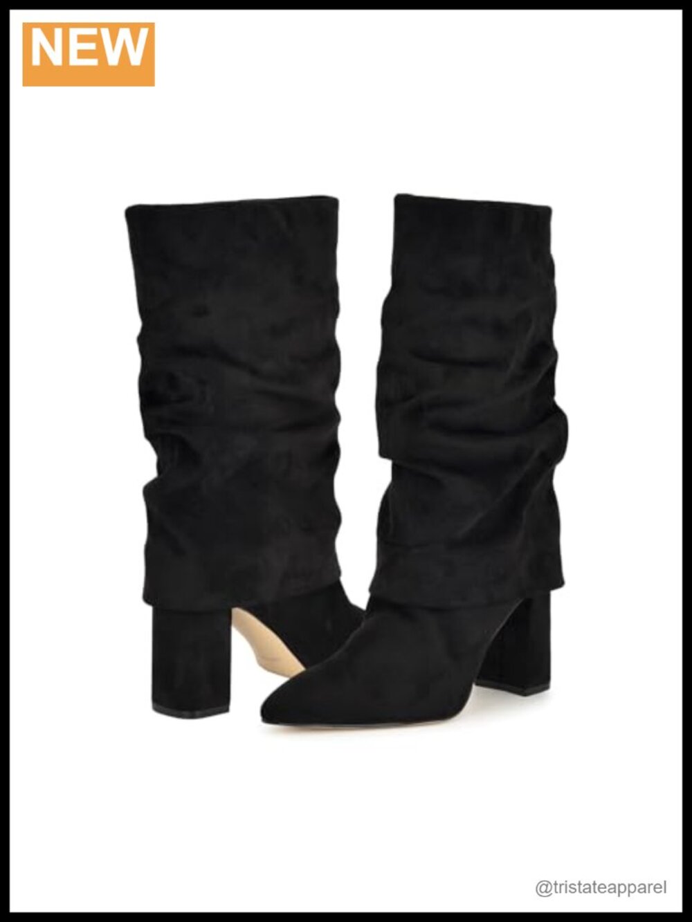 Faux Suede Pull-On Mid Calf Boots with Memory Foam
